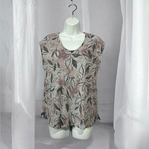 Reitmans, Sleeveless Leaf Print Top, Small, Grey & Plum